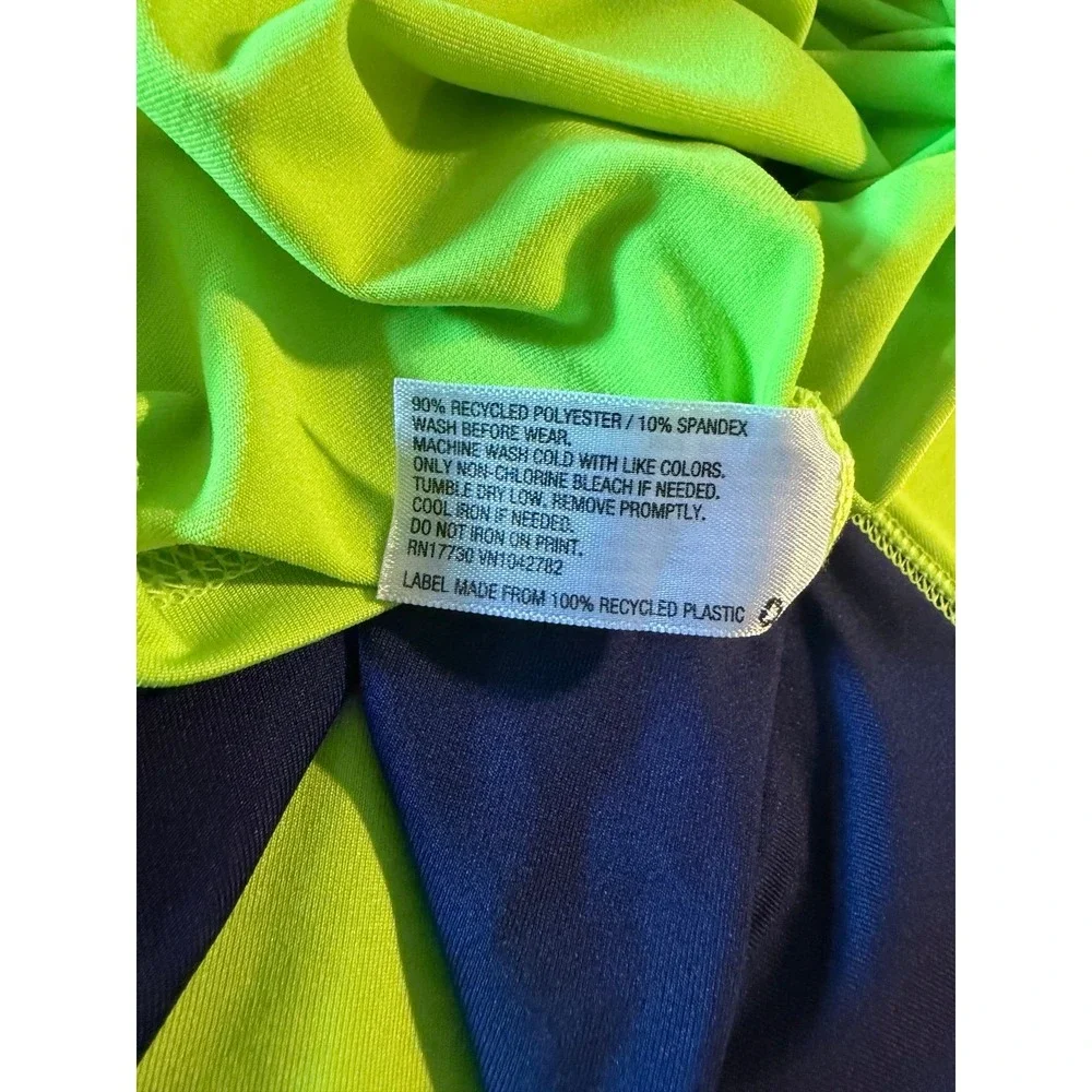Cat &‎ Jack Lime Green & Navy Short Sleeve Boys Swim Rashguard Sz-S(6/7)   GG7